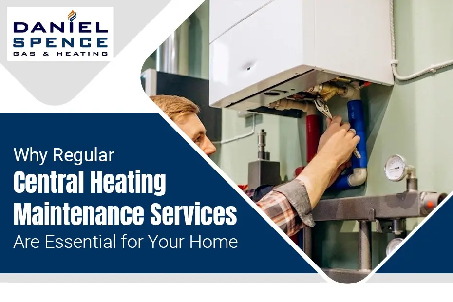 Engineer performing Central Heating Maintenance Services on a home boiler system to improve heating efficiency and ensure safe operation.